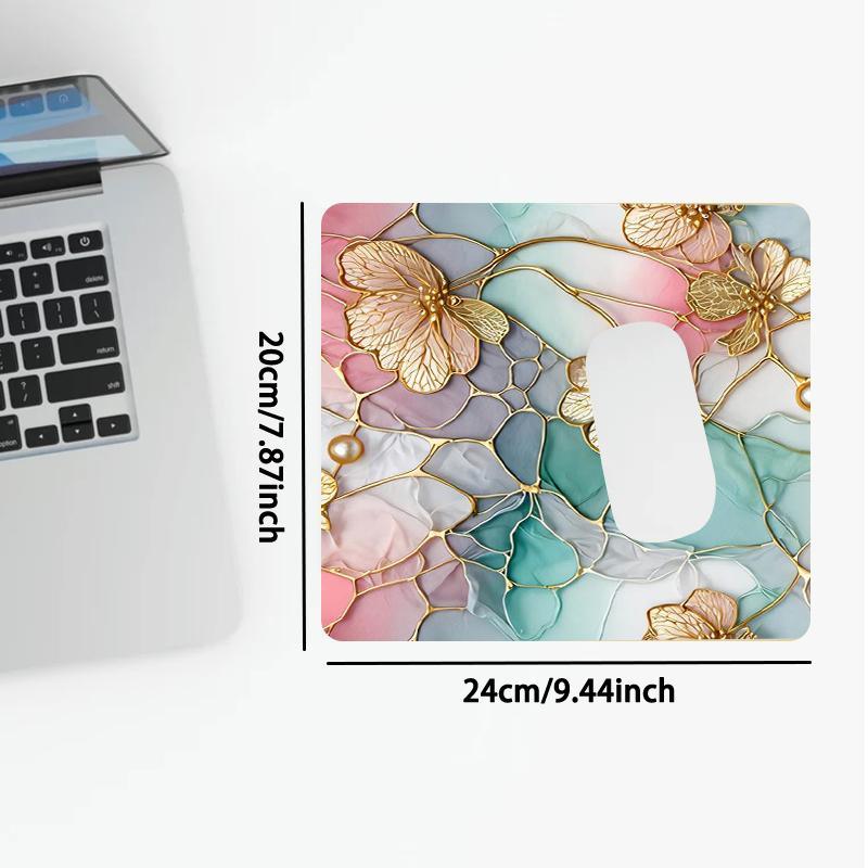 Floral Pattern Pastel Color Desk Mat, Large Elegant Stained Glass Mouse Pad, Pastel Color Aesthetic Computer Mat for Desk, Home Decor, Gaming Desk Accessory, Corporate Work Desk Accessories,Desk Organizer, Office Desk Accessories, Cute Desk Accessories