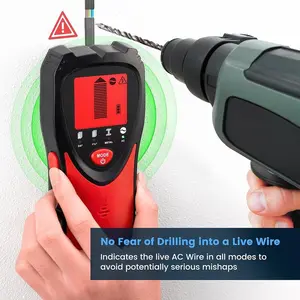 Wall Scanner & Stud Finder, 4-in-1 Multifunctional Detector with LCD Display & Calibration Alarm, Detects Wood, Metal, and Live AC Wires, High Accuracy for Home Improvement