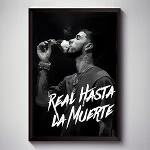 1pc Art Deco Modern Contemporary Musical Theme Frameless Canvas Art Print, "Real Hasta La Muerte" Portrait Orientation Wall Hanging Decor for Living Room, Bedroom, Home Office, Bathroom, Dining Room - Indoor Artistic Poster, Waterproof