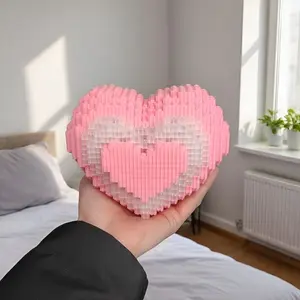 Valentine Gift Heart Building Blocks Puzzle Decoration, High Difficulty Educational Assembly Toy, 700+ Pieces Creative DIY Kit