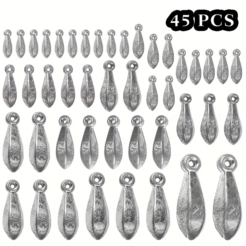 45 Pieces Fishing Tackle Sea Fishing Lead Sinkers with Holes Hexagonal Lead Sinkers Lead Rings Fishing Supplies