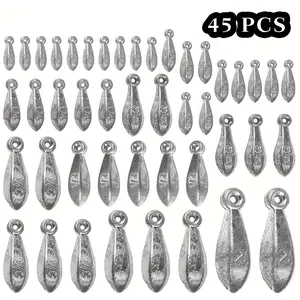 45 Pieces Fishing Tackle Sea Fishing Lead Sinkers with Holes Hexagonal Lead Sinkers Lead Rings Fishing Supplies