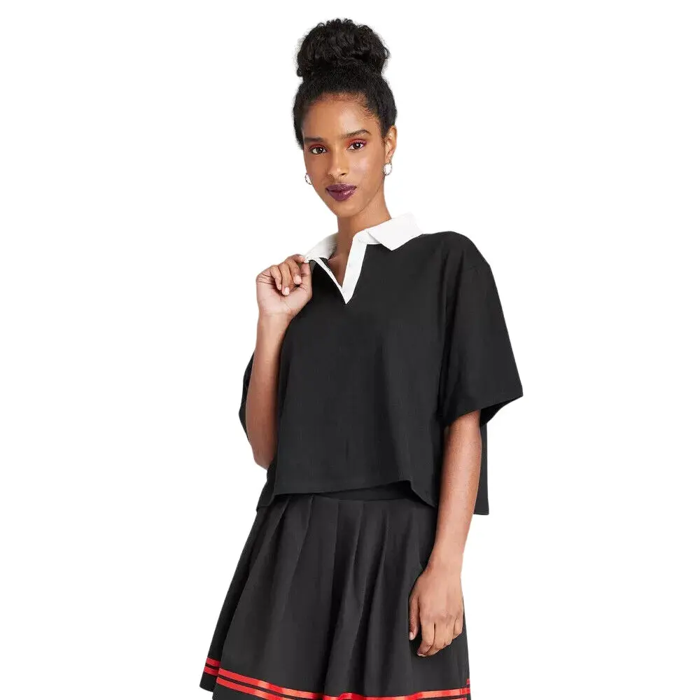 Women's Short Sleeve Rugby Shirt - Wild Fable Black XS