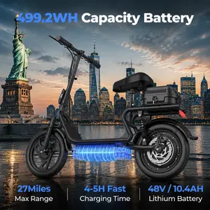 ESBS Electric Scooter, Peak Power 750W, Top Speed 22 mph, Battery 10.5-22.5Ah, Driving Range 20-60 Miles, Adjustable Height, Electronic Brake, 14-inch Inflatable Tires.