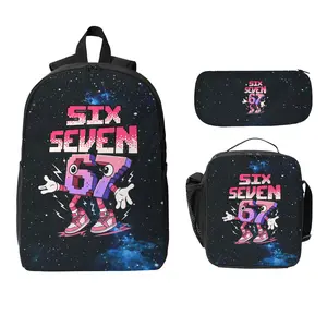 67 Backpack Set, Pink and Purple 67 Element Design Girls' Bag Set, Lightweight Daily Use Backpack Combination, Stylish Commuter Bag and Large Capacity Travel Bag, with Storage Bag, Perfect Holiday Gift.