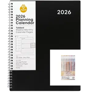 2 Piece Set Multicolor Fine Liner Pens + Large A4 Spiral Notebook, 0.5mm Quick-Dry Waterproof, Student Art Office Planning Essentials