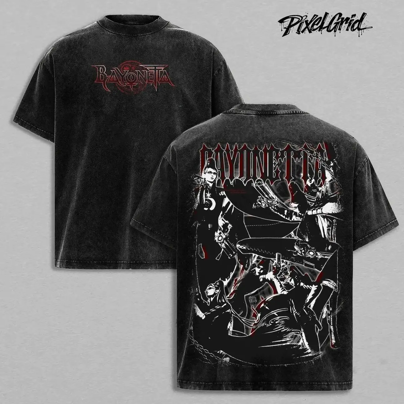 Bayonetta Umbra Witch, Dark Fantasy Gaming Apparel, Vintage Washed Graphic Tees, Gamer Streetwear Oversized Tee, Unisex Casual Gaming Shirt, PlatinumGames Character Fan Gift P49