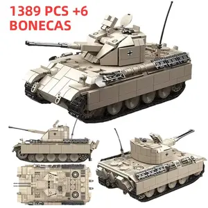 New 1389PCS Military Anti-Aircraft Tank Building Block Kit 100303 Coelian Tanks Army Weapons Soldiers Brick Model,Kids Toys Gift Building Blocks Set