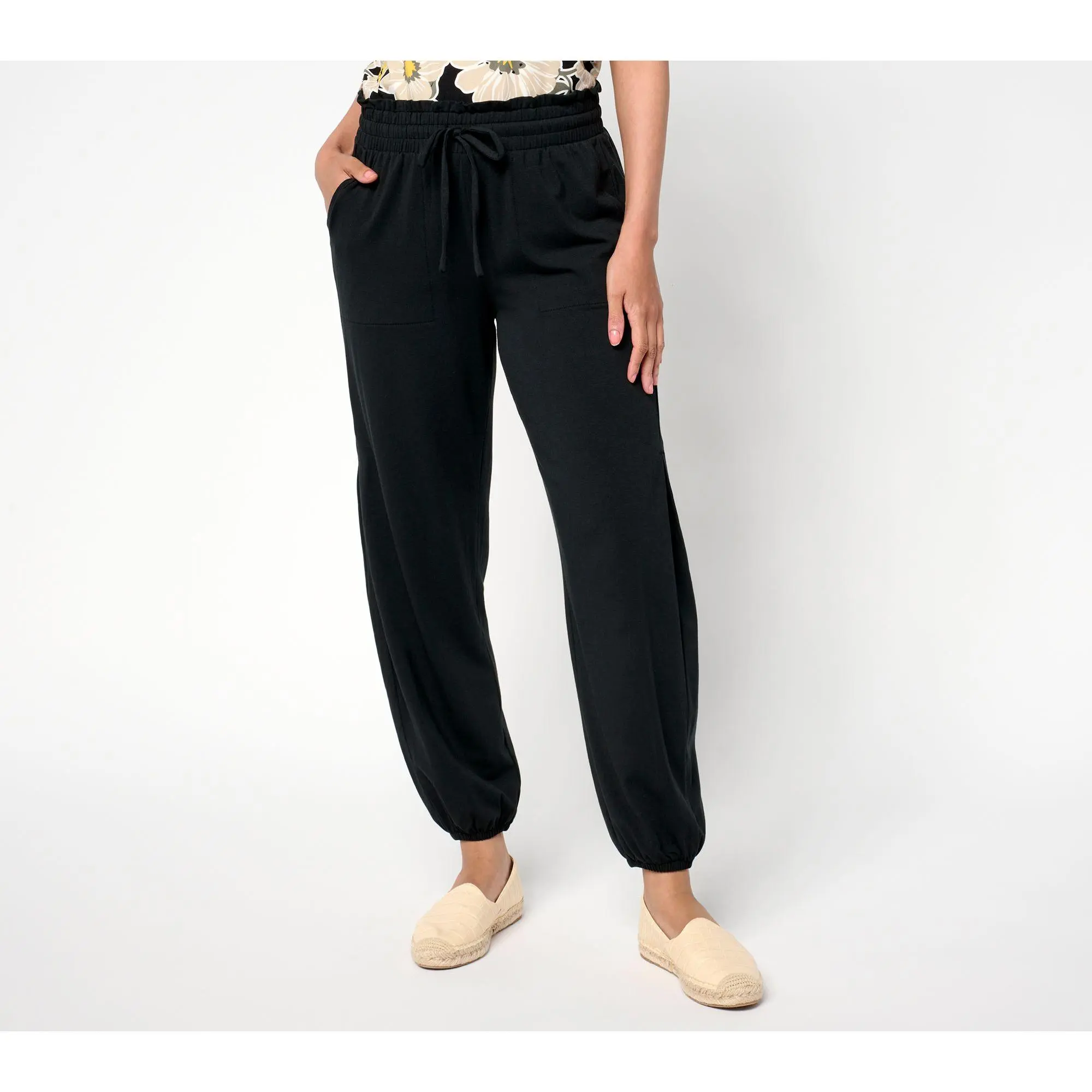 AnyBody Petite Cozy Knit Jersey Pants with Pleated Side Seam