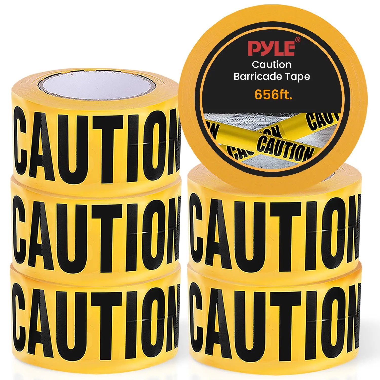 6-Pack Yellow Caution Tape Roll | High Visibility Safety Warning Tape - Waterproof & UV Resistant - Perfect for Construction, Traffic Control, Parking Areas, Hazard Zones