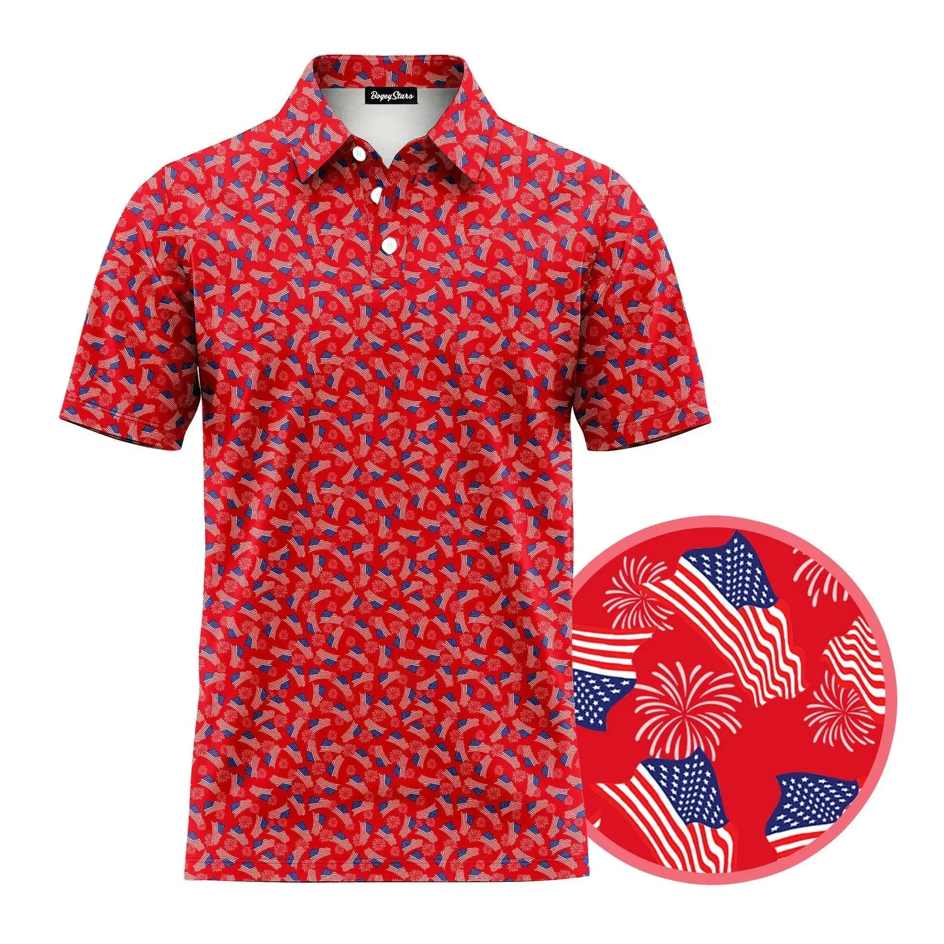 American Flag Golf Polo Shirt for Men – Patriotic USA Performance Polo