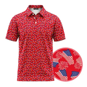American Flag Golf Polo Shirt for Men – Patriotic USA Performance Polo