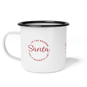 Enamel Camp Cup, Christmas Mug, Holiday Gift, Naughty List Cup, Camping Cup, Outdoor Adventure Gift, Stocking Stuffer
