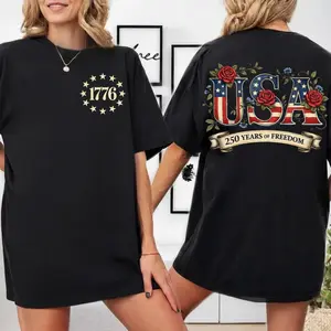 USA 250th Anniversary 100% Pure Cotton Tee, Patriotic Semiquincentennial Gift
