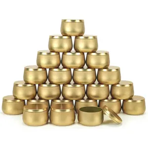 24Pack 8oz Gold Candle Tins with Lids Bulk Candle Jars for Candle Making