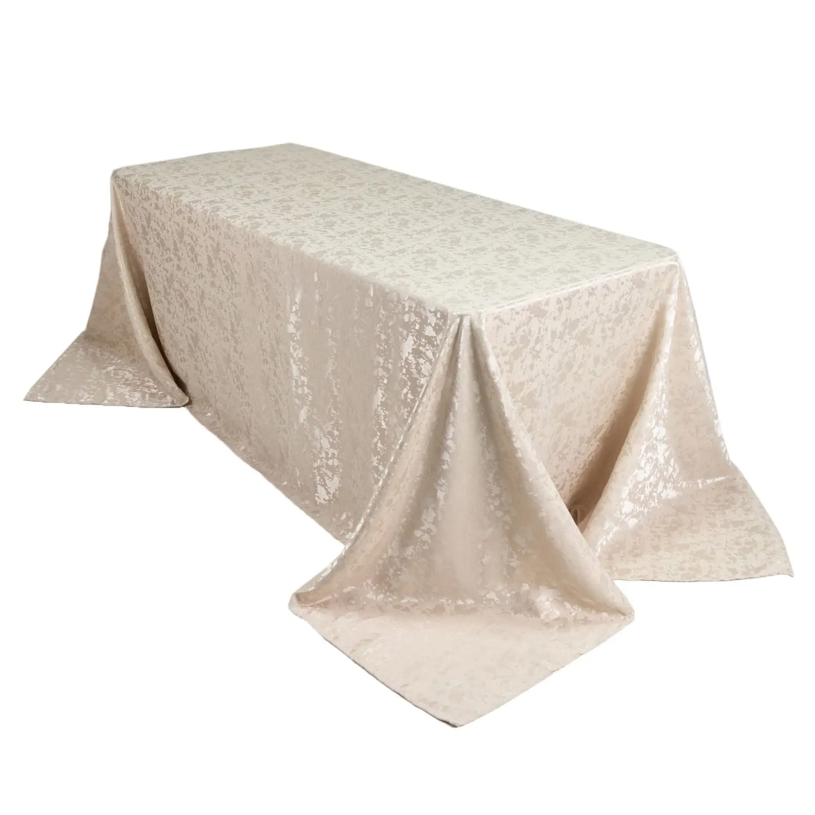 Jacquard Tablecloth 90"x132" Rectangular, Beige - Abstract Watercolor Pattern