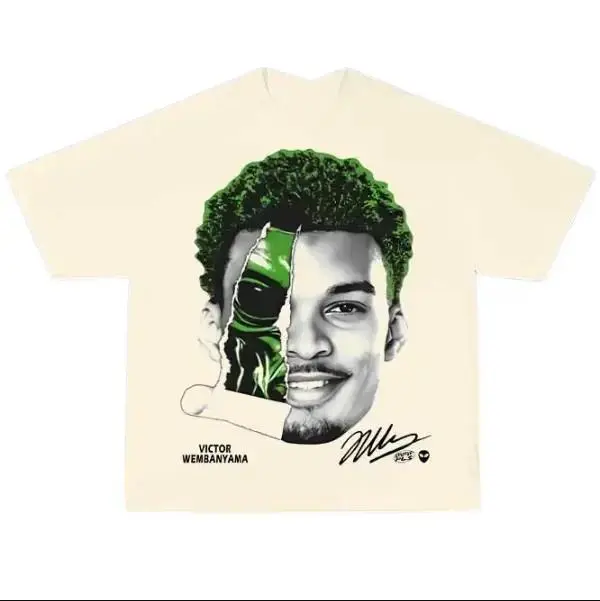 Youth and Adult Victor Wembanyama Split Face Art Futuristic Basketball Streetwear Shirt Rising Star Phenom Style