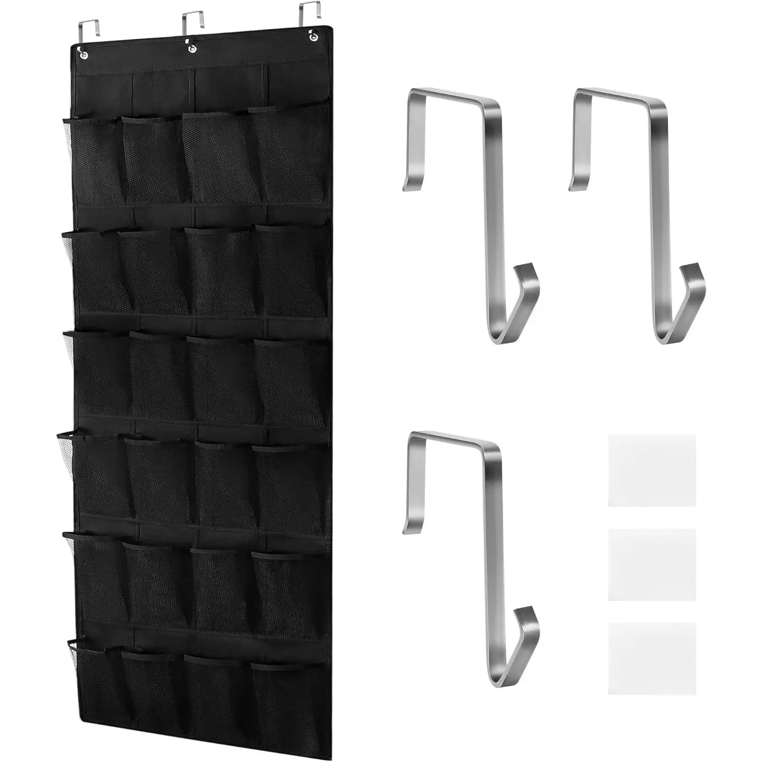 24 Large Pockets Upgraded Over the Door Shoe Organizer, Enhanced Hanging Solution Holder Closets, Shoe Cabinets for Everyone