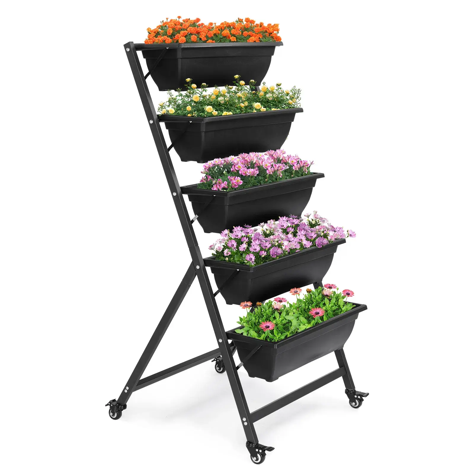 5-Tier Vertical Elevated Garden Bed Planter, Indoor & Outdoor Home Decor Vase for Vegetables, Flowers, Herbs