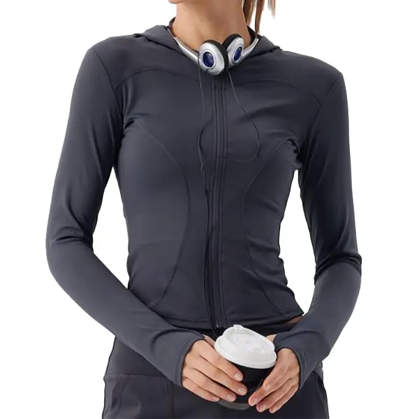 Daily Casual Women Sports Hooded Jacket, Minimal Plain Design, Figure-hugging Seams for Nice Shaping Performance, Lightweight Build Perfect to Layer Under Coats, Six Earthy Tones for Everyday Matching