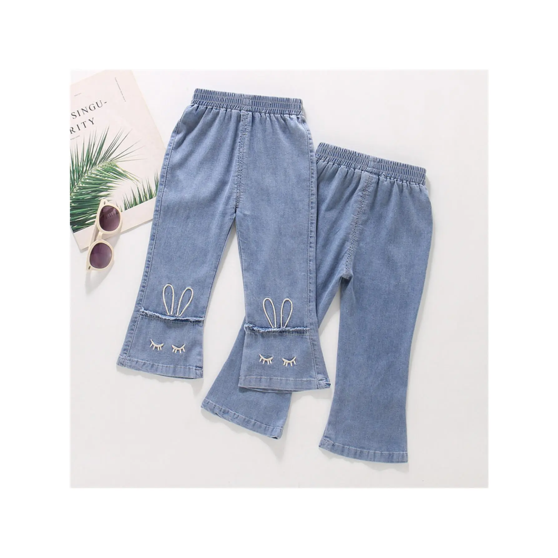 Girls' Solid Tencel Summer Capri Pants, Stretchable Clothes with Elastic Waist for Everyday Wear, No Belt, Flexible Fit, 3-4Y