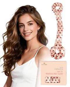 BONNET QUEEN Multi-function Satin Heatless Hair Curler & Hair Tie Non-Heating Hair Roller Curling Rod with Scrunchie, Large, champagne(For Big Curls)