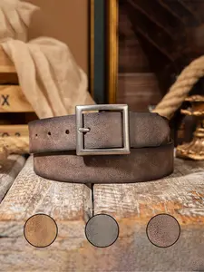 Antique Silver Color Square Zinc Alloy Buckle Belt, Vintage Belt, Casual Business Retro PU Leather, Unisex Design for All Occasions, Pu Leather Belts