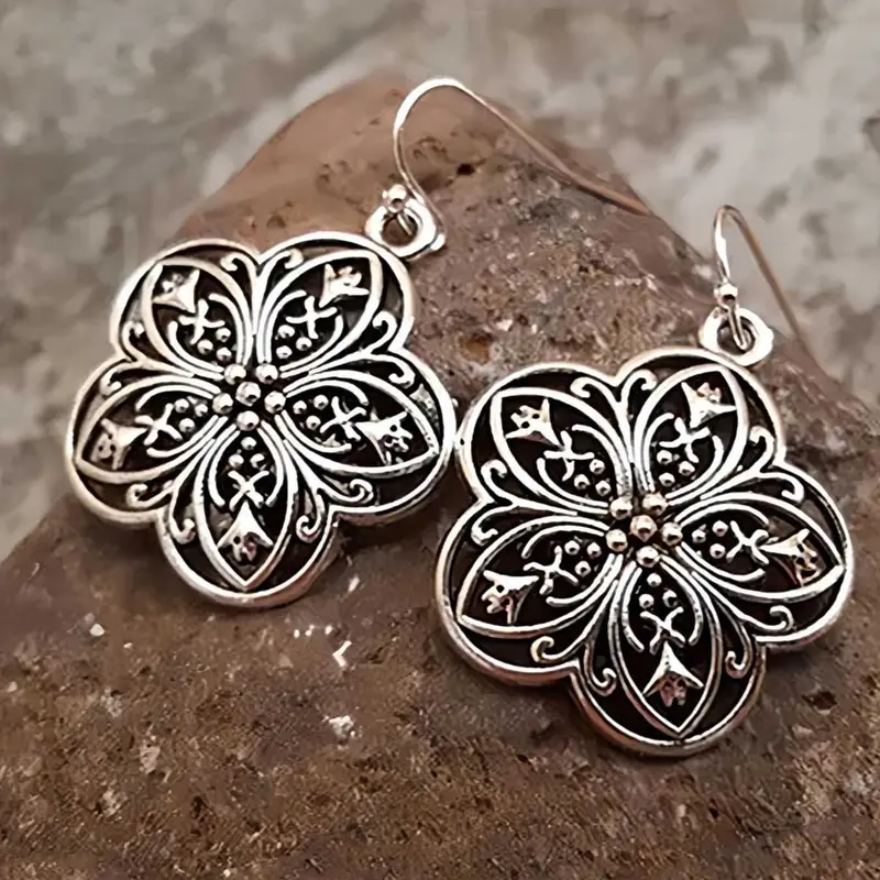 Boho Hollow Out Flower Statement Drop Dangle Earrings for Women, Vintage Elegant Daily Wear Earrings, Perfect for Any Occasion, Dangle Earrings Jewelry