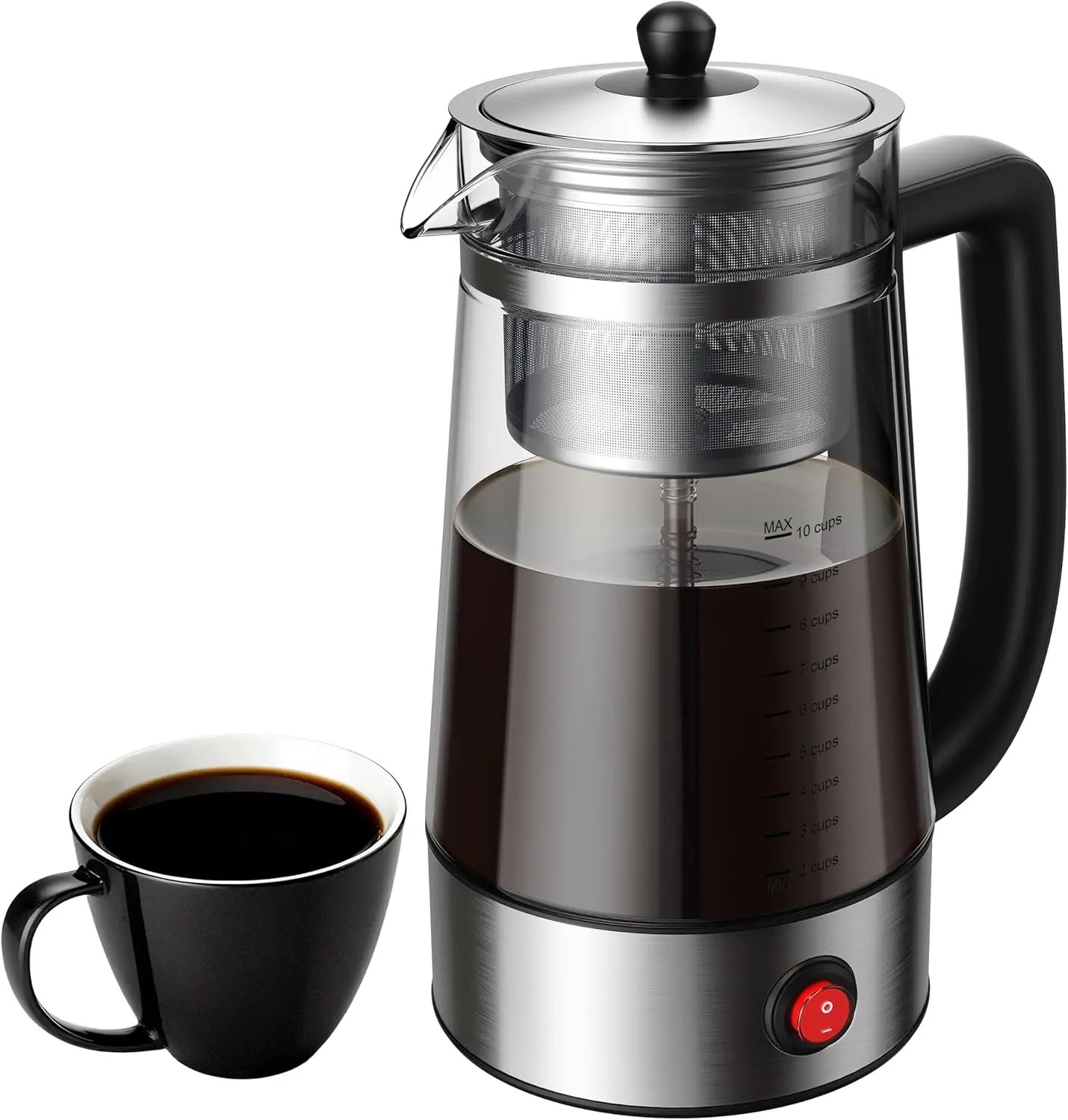 KIDISLE 10-Cup Electric Percolator Coffee Pot, Glass Percolator Coffee Maker with Borosilicate Carafe, Stainless Steel Filter Basket, 1000W tiktokshopbacktoschool