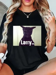 100% Cotton Unisex Evil Larry Meme Larry Cat Meme Cursed Memes Brainrot Memes T-Shirt