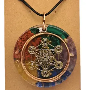 Orgonite Pendant Necklace with Natural Healing Stones and Intricate Design for Energy Healing