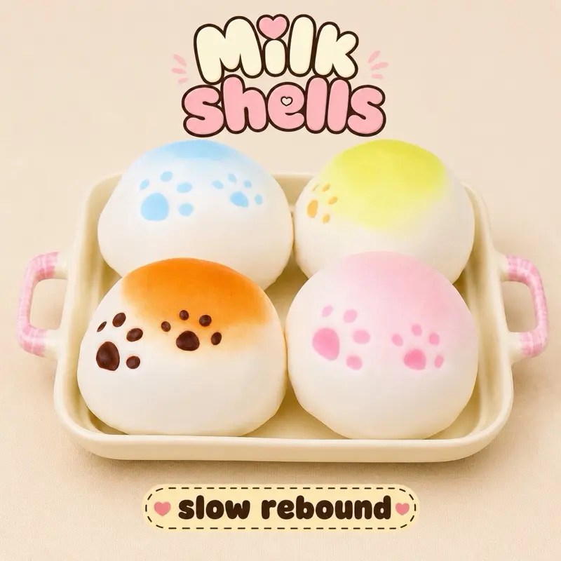Paw Milk Shells Slow-Rising Squishy Toy, Soft Sensory Fidget, Soft Texture Sensory Calming Tool, Anxiety Relief Products, Cute Kawaii Gift for Stress Relief