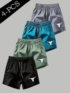 Men Women Western Shorts Set, Cartoon Print Denim Style, Quick-Dry Breathable Fabric, Sporty Fitted Design, All-Season Wear