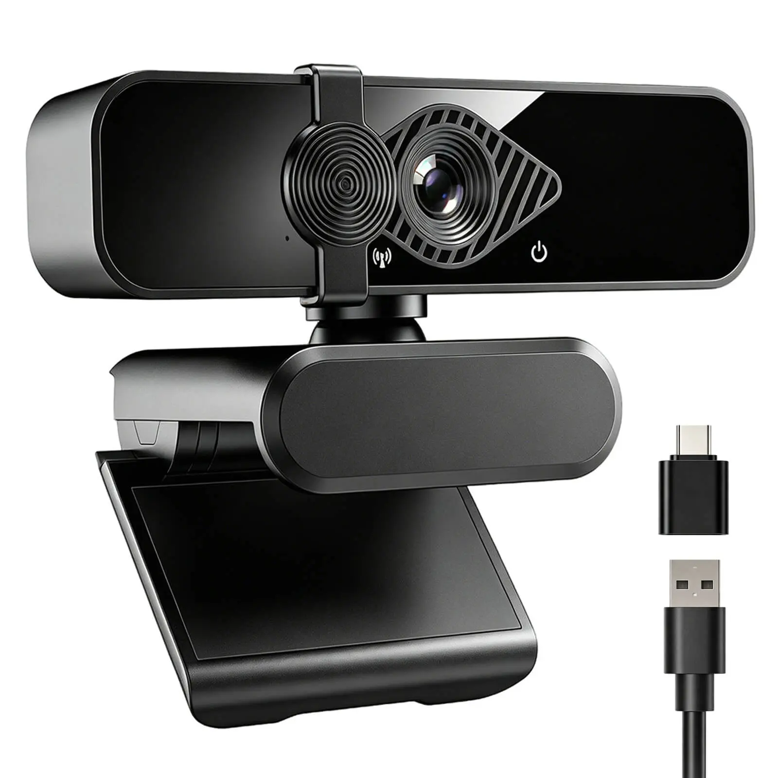 True 4K Ultra HD Webcam with USB-C Adapter, Privacy Cover, Built-in Mic, Auto Low-Light Correction, Plug & Play for Remote Work, Live Streaming, Console Gaming Accessories