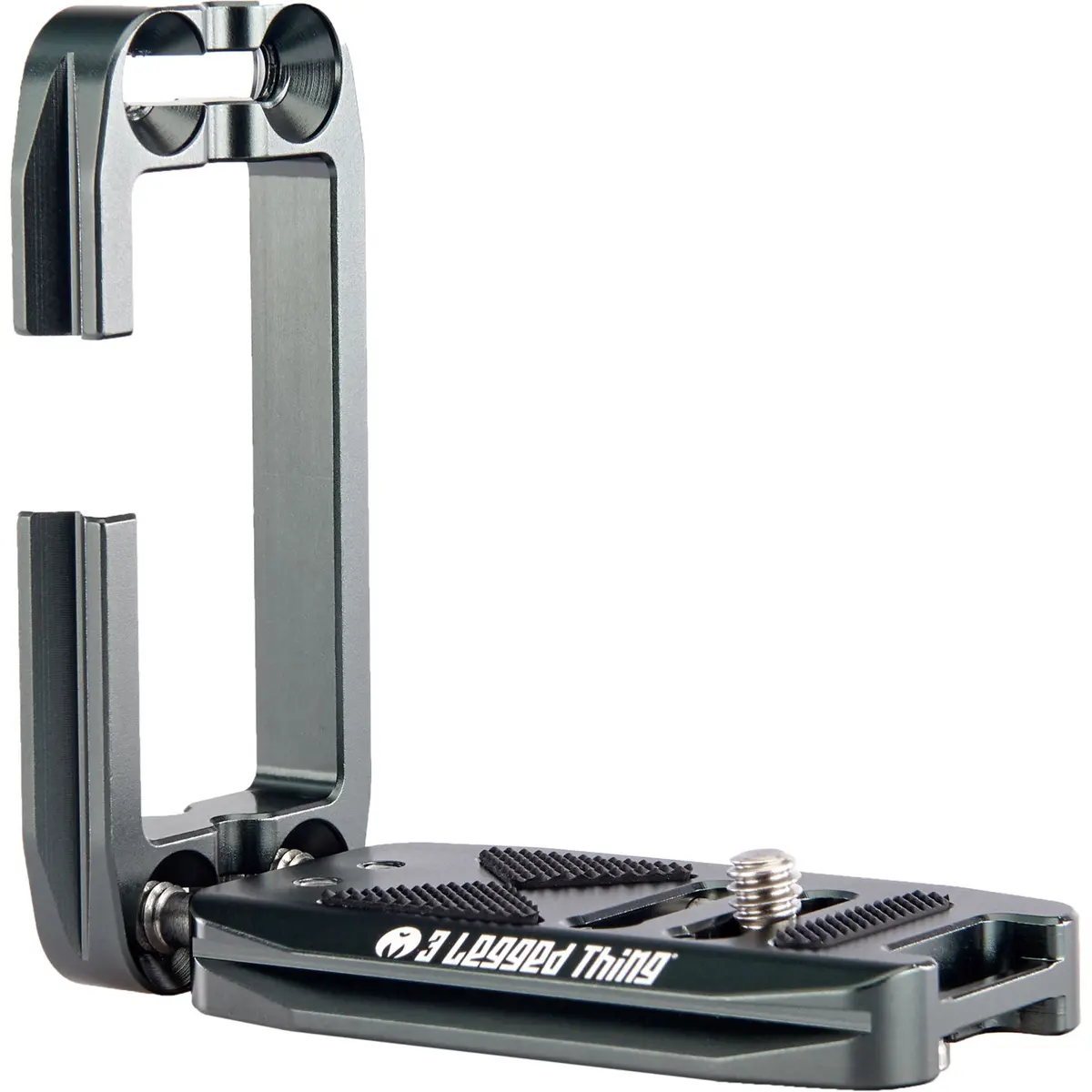 3 Legged Thing Ellie Short Universal Camera L-Bracket with Sliding Bars - 0.5g Shorter Stainless Steel Base, Metallic Slate Gray, Arca Swiss Compatible, DSLR/Mirrorless Tripod & Cable Mount Accessory