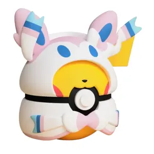 Pikachu Sylveon Poncho Poke Ball - Inspired 3D Printed Collectible