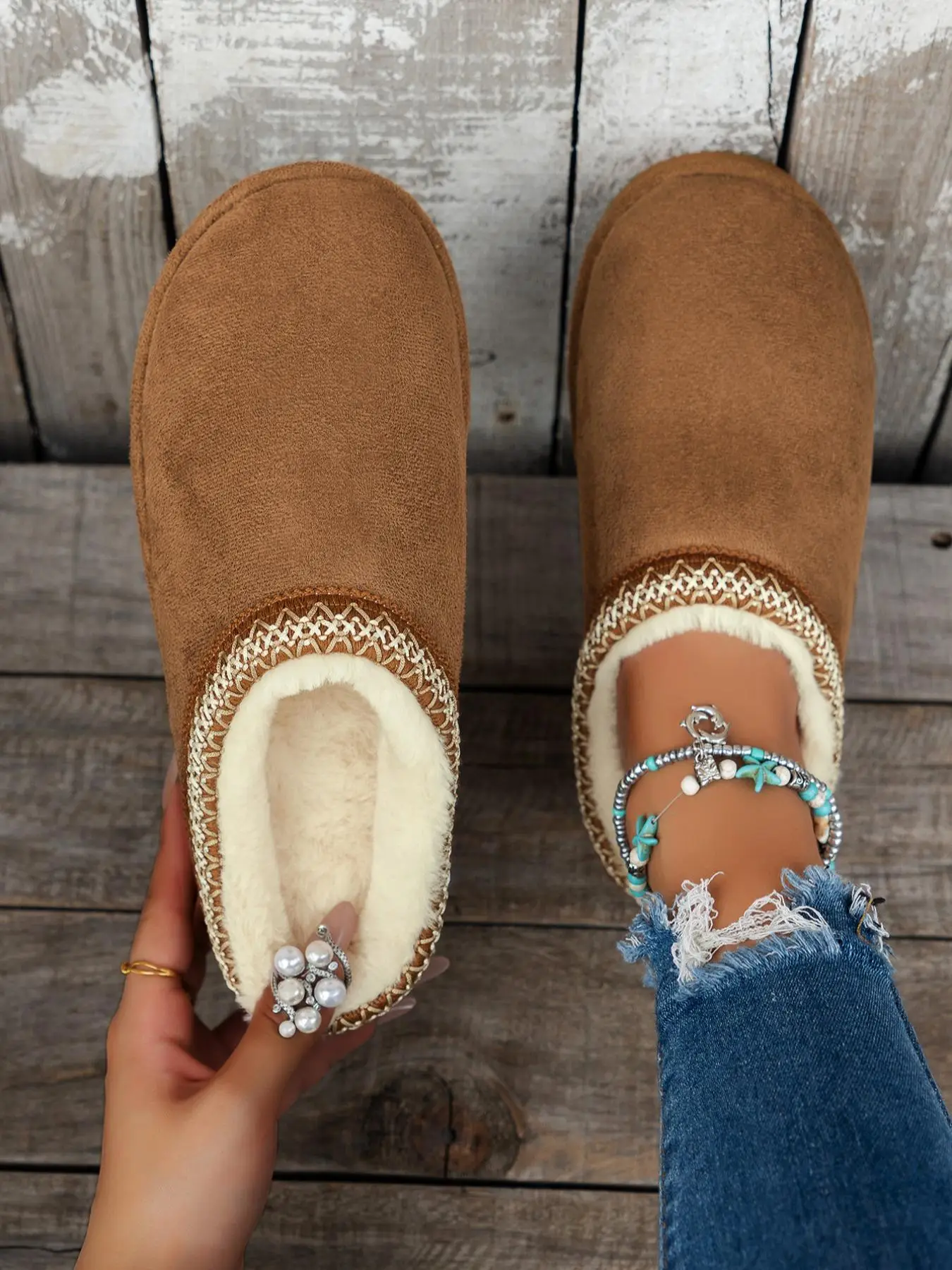 Women's Solid Color Fluffy Slippers, 2025 New Style Casual Soft Comfortable Home Slippers, Warm Slippers for Indoor & Outdoor Use for Fall & Winter, I