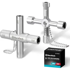 4 Way Sillcock Key Set, Utility Key, Multi-functional Water Key, 2-Pack, for Valve, Faucet, and Spigots