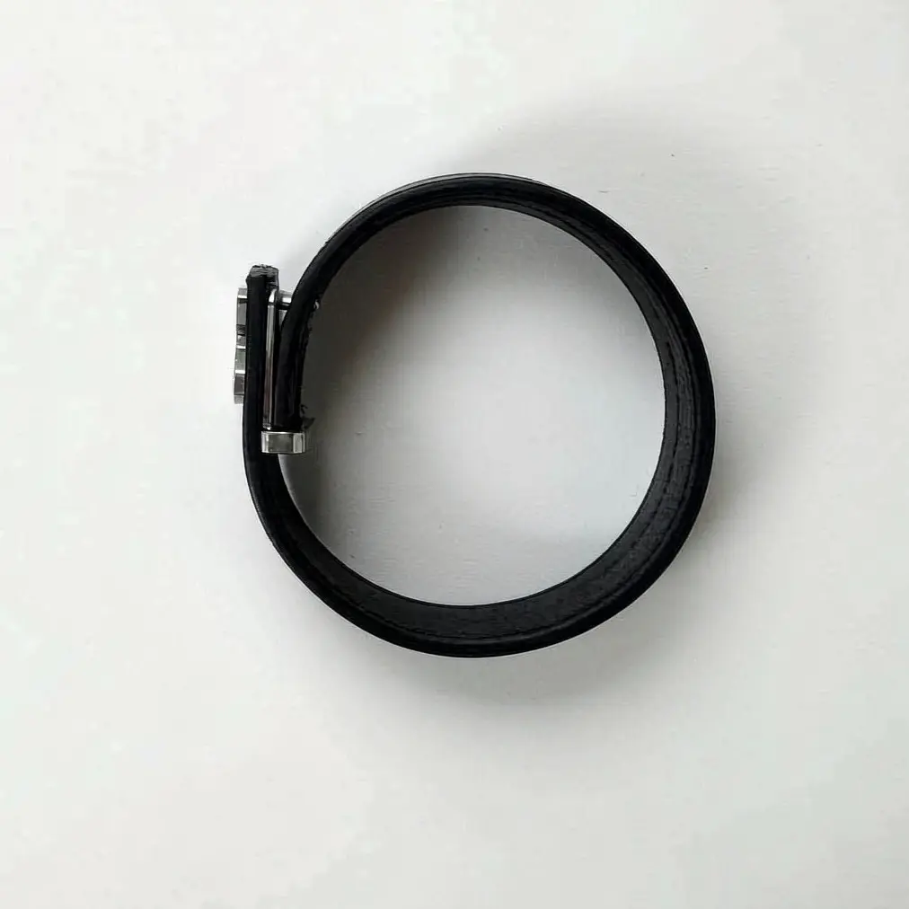 Unisex Textured Faux Leather Cuff Bracelet - Adjustable Slider with Initial Buckle, Fits Up to 21cm Wrists, Solo or Watch Stacking, Minimalist Gift for Father's Day & Birthday