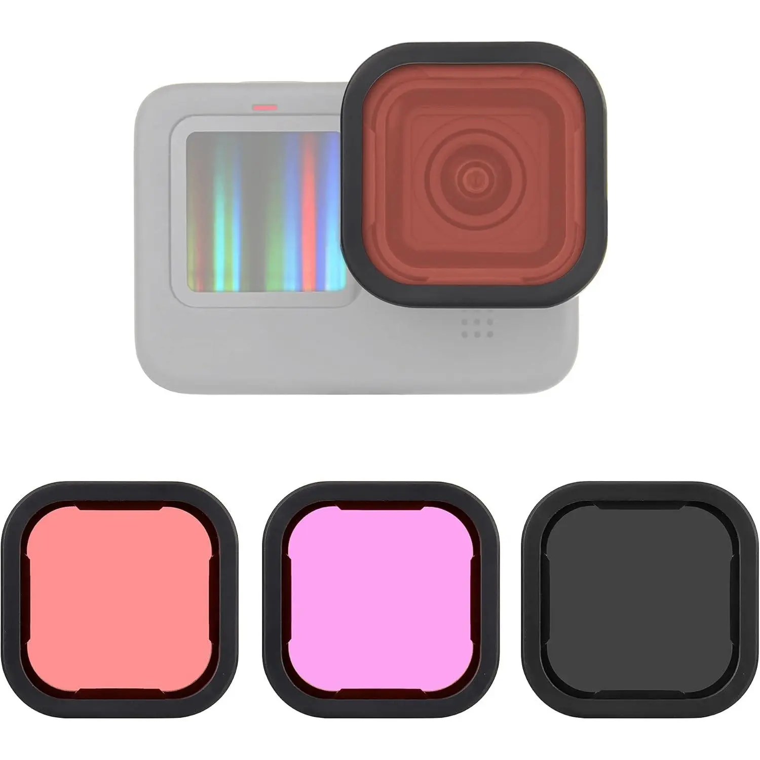 3-Pack Camera Photography Filters for GoPro Hero 12/11/10/9 Black - ND16, Light Red, Magenta - Neutral Density, Color Correction, Snorkel Dive Lens Protector Go Pro Accessories, Snorkel Dive Filters