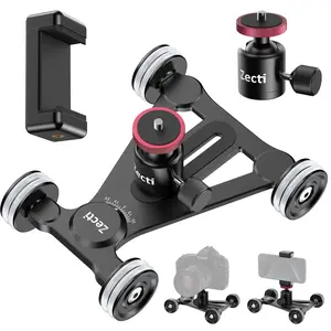 Camera Slider Dolly with Ball Head & Phone Clamp 360° Panorama Silent Movement Camera Dolly Car Compatible with DSLR Camera Camcorder Gopro iPhone Smartphone