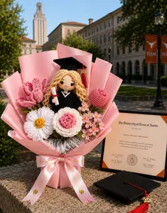 Best-seller Gift with Custom Full Graduate Doll & Flowers, Crochet Graduation Bouquet,Class of 2026