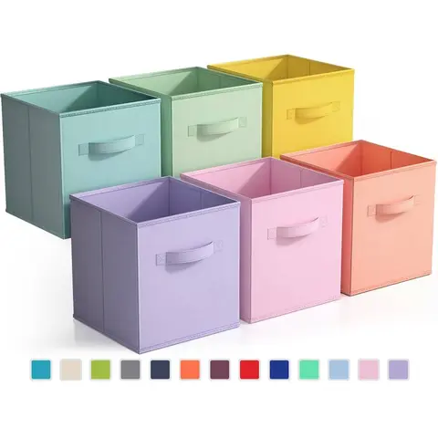 Sorbus Classic Collapsible Cube Organizer Open Storage Bins - 6-Piece Pastel Variety Pack, Durable Polypropylene Boxes for Closet Sort Clothes, Toys, Crafts Organization Ideas