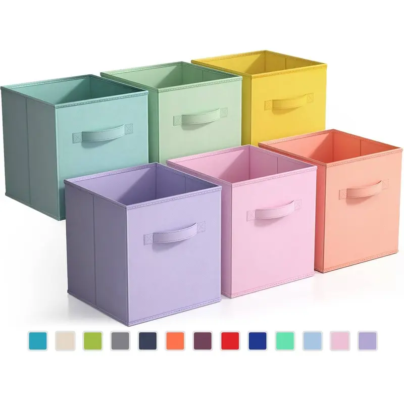Sorbus Classic Collapsible Cube Organizer Open Storage Bins - 6-Piece Pastel Variety Pack, Durable Polypropylene Boxes for Closet Sort Clothes, Toys, Crafts Organization Ideas