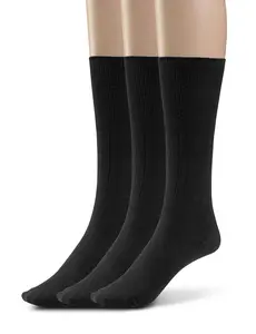 Silky Toes 3 or 6 Pack Women's Diabetic Premium Soft Non-Binding Cotton Dress Socks, Also Available In Plus Sizes (9-11, Black -3 Pairs)