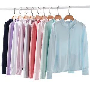Women’s Sun Protection Jacket — Summer Lightweight Ice Silk UV Protection Swimsuit Outerwear with Front Zipper, Fishing Jacket, Couples’ Sun Protection Apparel, Women’s Jacket