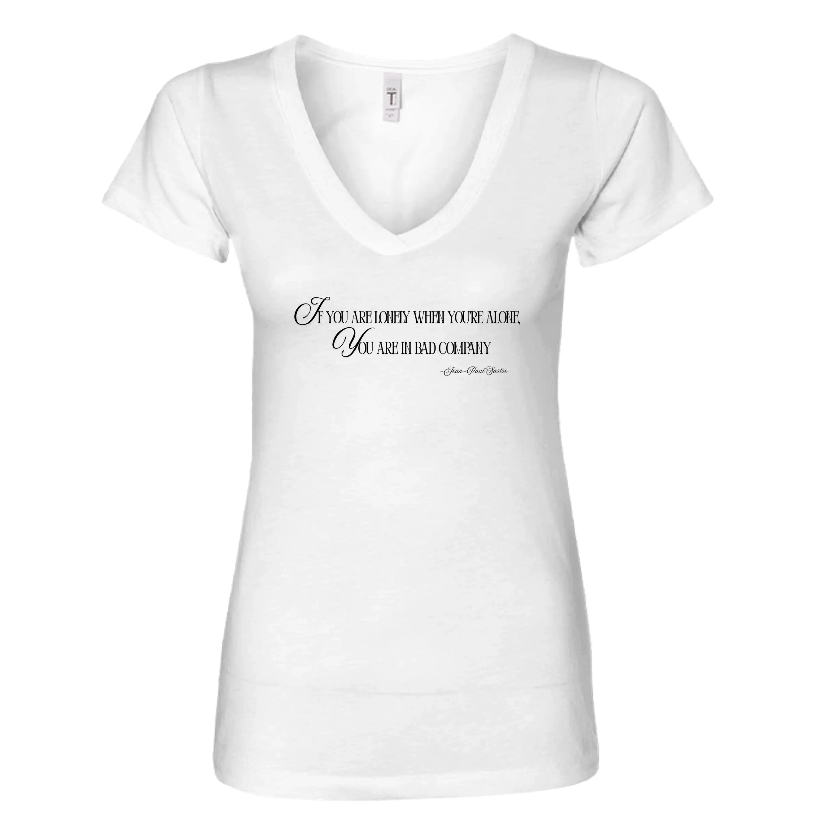 Lonely vs Alone  Women's V-Neck T blk txt