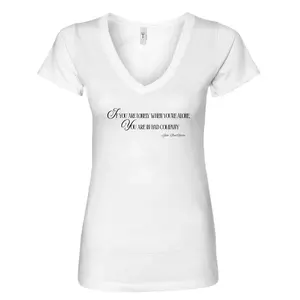 Lonely vs Alone  Women's V-Neck T blk txt