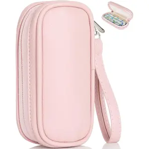 Tampon Holder for Purse, Portable Period Bag with Handle,Travel Pads Tampons Pouch, Pu Leather Small Tampon Organizer Case for Feminine Products, Waterproof Period Bags for Women