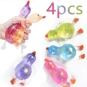 4-Piece Set Glitter Aurora Gold Powder Large Goose Crystal Malt Sugar Stress Ball Series, Soft Slow-Rebound Squeeze Toy, Sensory Pressure Relief